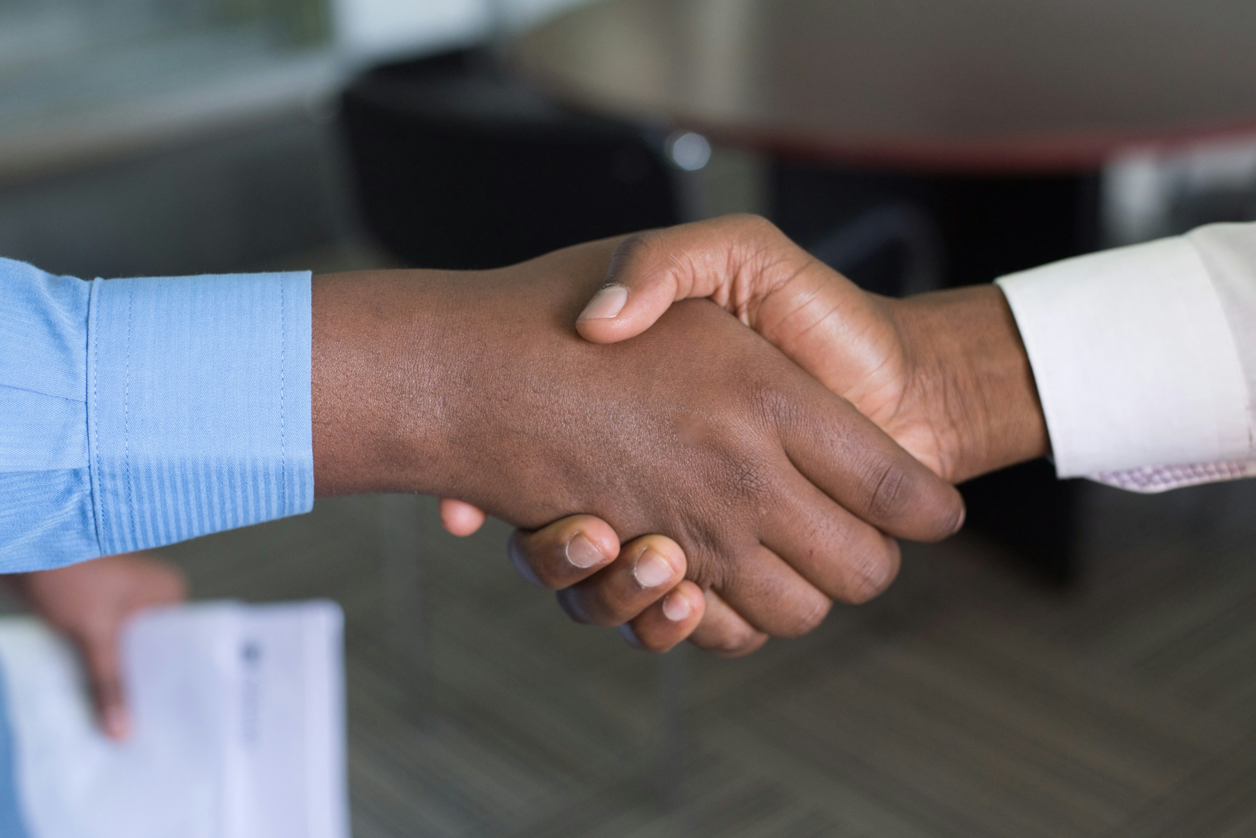 Two professionals shaking hands